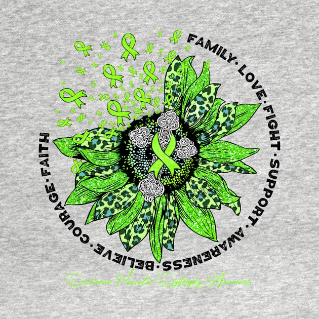 Duchenne Muscular Dystrophy Awareness - leopard sunflower cross faith love family by vamstudio